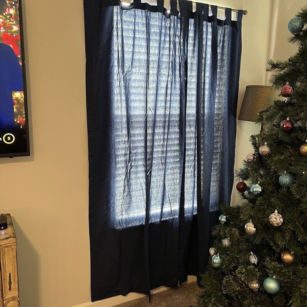 Louis Hornick 40 X 84 Navy Tab Top Curtains 2 panels - Picture 2 of 4